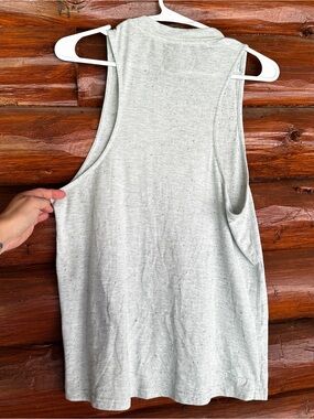 adidas Heathered Light Gray/green Speckle Muscle Tank